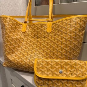 Yellow Patterned Tote and Pouch Set